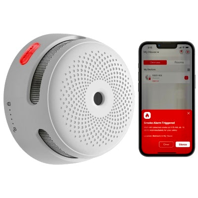 Detector de humos doméstico blanco con alarma